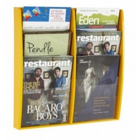 A4 Wall Mounted Brochure 6 Pocket Display Yellow