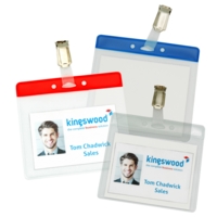PVC Badge Holder with Clip RED Pack of 5