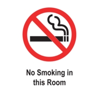 No Smoking In This Room 75mm x 50mm Self-Adhesive Pack of 5