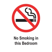 No Smoking In Bedroom 75mm x 50mm Self-Adhesive Pack of 5