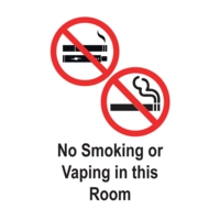 No Smoking/Vaping Room 75 x 50mm Self-Adhesive Pack 5