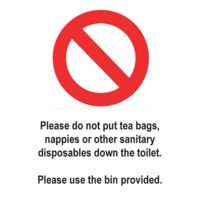 Not Down the Toilet 75mm x 50mm Self-Adhesive Pack of 5