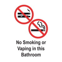 No Smoking/Vaping Bathroom 75 x 50mm Self-Adhesive Pack 5
