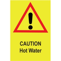 Caution Hot Water 75mm x 50mm Self-Adhesive Pack of 5 Signs