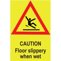 Floor Slippery When Wet 75mm x 50mm Self-Adhesive Pack of 5