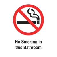 No Smoking in Bathroom 75mm x 50mm Self-Adhesive Pack of 5