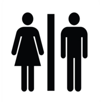 Toilets, Mixed Use Aluminium Look 100mm Circle Sign