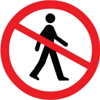 No Entry Man Walking Circle Aluminium Look 100mm Sign