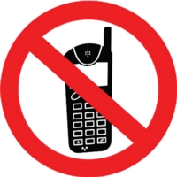 Don't Use Mobile Phones Circle Aluminium Look 100mm Sign