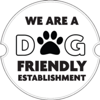 We are Dog Friendly Aluminium Look 100mm Circle Sign