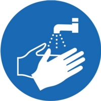 Now Wash Hands 100mm Circle Self-Adhesive Sign