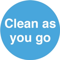 Clean As You Go 100mm Circle Self-Adhesive Sign
