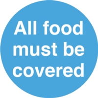 Keep Food Covered 100mm Circle Self-Adhesive Sign