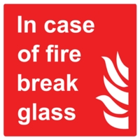 In Case of Emergency Glass 100mm x 100mm PVC Sign