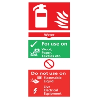Fire Extinguisher Sign WATER 210mm x 100mm PVC
