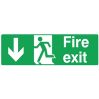 Fire Exit DOWN PVC 150mm x 450mm Sign