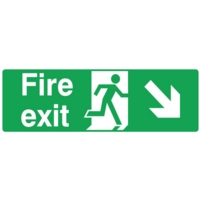 Fire Exit Man RIGHT DOWN 150mm x 450mm PVC Sign