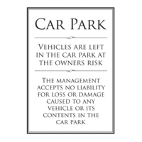 Car Park Owners Risk A4 Aluminium Look Sign