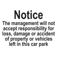 Cars Parked at Owners Risk A4 Window Sticker