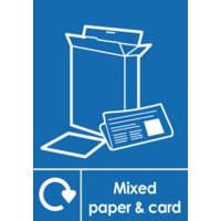 Mixed Paper and Card Waste A5 Self-Adhesive Sign