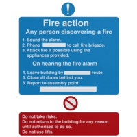 Fire Action Sign Self-Adhesive 150mm x 200m Sign