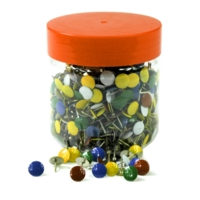 Assorted Colour Flat-Head Drawing Display Pins Tub 750