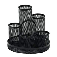 Wiremesh Five Tube Pen Tidy Pot Black