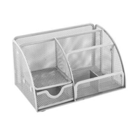 Wiremesh Desk Organiser Pen Holder Silver