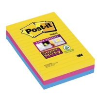 Post-it Super Sticky Rio 101mm x 152mm Lined Notes Pack of 3
