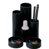 Plastic Four Tube Pen Tidy Pot Black