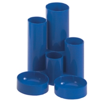 Plastic Four Tube Pen Tidy Pot Blue