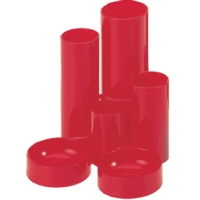 Plastic Four Tube Pen Tidy Pot Red