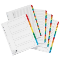 A4 White Index Multi-Coloured 1-15 Tabs File Dividers