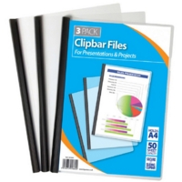 A4 Clipbar Presentation Project Files Black Pack of 3