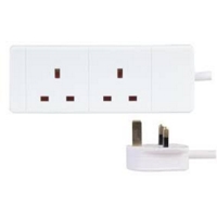 2 Gang Extension Lead 5M White
