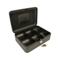 8" Steel Cash Box Black