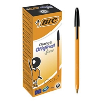 Bic Orange Fine Ballpoint Pens Black Ink Box of 20