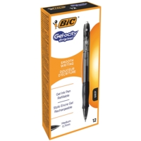Bic Gelocity Gel Ink Pen Black Soft Grip Box of 12