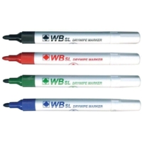 Whiteboard Drywipe Bullet Assorted Markers Pack of 4
