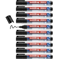 Edding 360 Drywipe Whiteboard Black Markers Box of 10