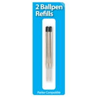 Parker Compatible Ball Pen Black Ink Refills Pack of 2