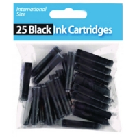 Fountain Pen Black Ink Refill Cartridges Pack of 25