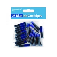 Fountain Pen Blue Ink Refill Cartridges Pack of 25
