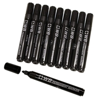 Permanent Bullet Tip Black Markers Box of 10