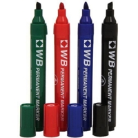 Permanent Chisel Tip Assorted Markers Box of 4