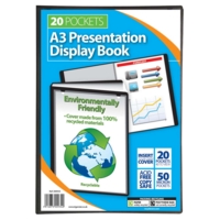 A3 Soft Cover Display 20 pocke Presentation Book Black SINGLE