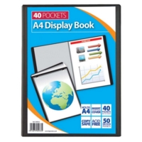 A4 Soft Cover Display 40 Pocket Presentation Book Black
