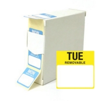Removable TUESDAY 25mm Square Date Food Labels Roll of 1000