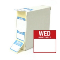 Removable WEDNESDAY 25mm Sq Date Food Labels Roll of 1000