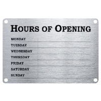 Hours of Opening Silver Notice Sign 300mm x 200mm